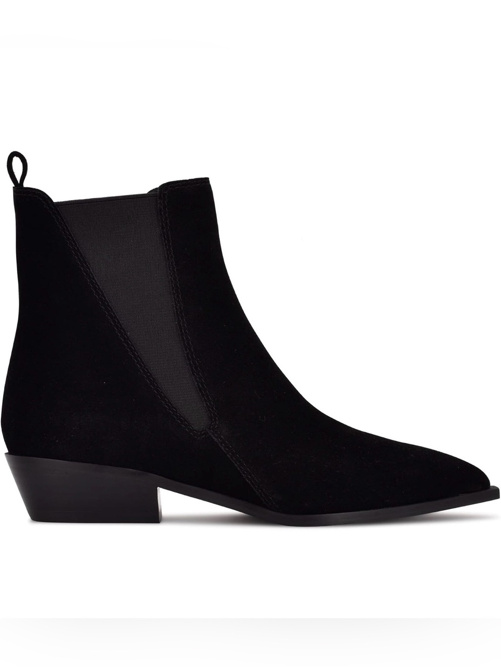 Nine West Black Suede Pointed Danzy Chelsea Booties 8